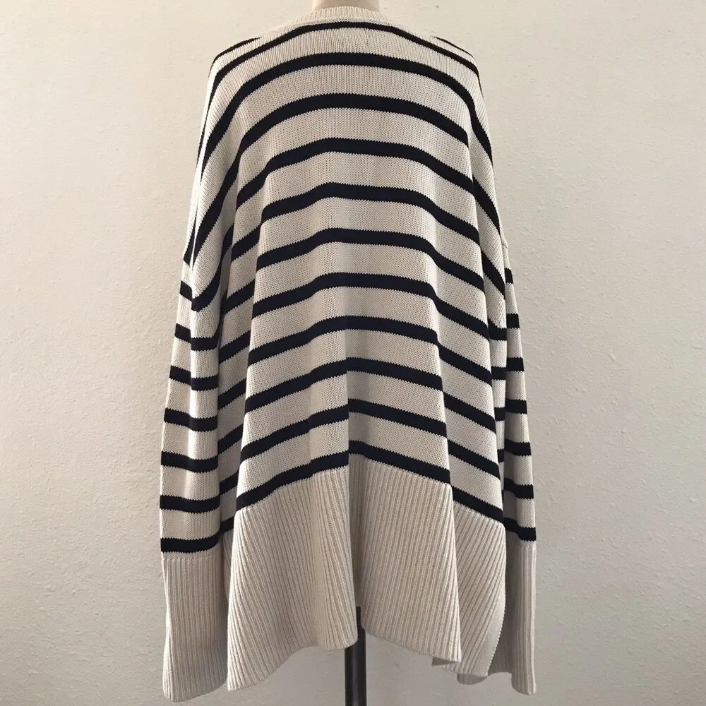 GAP Ivory Black Striped Cotton Knit Long Sleeve Pullover Sweater NEW - XXL - Picture 5 of 9